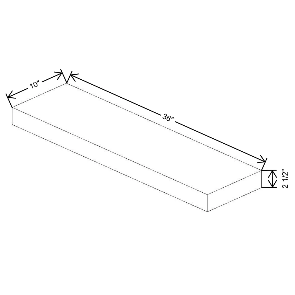 Fabuwood Allure Nexus Frost Timber Floating Shelf 36"W X 10"D X 2.5"T with LED